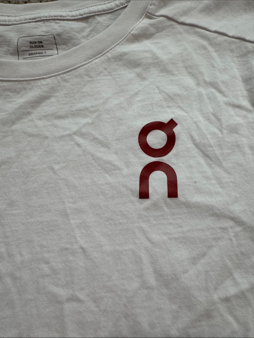 On Running White Short Sleeve Tee with Red Chest Logo - Picture 2 of 7